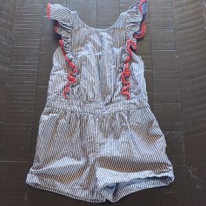 Striped Kids Romper with Red Accents
